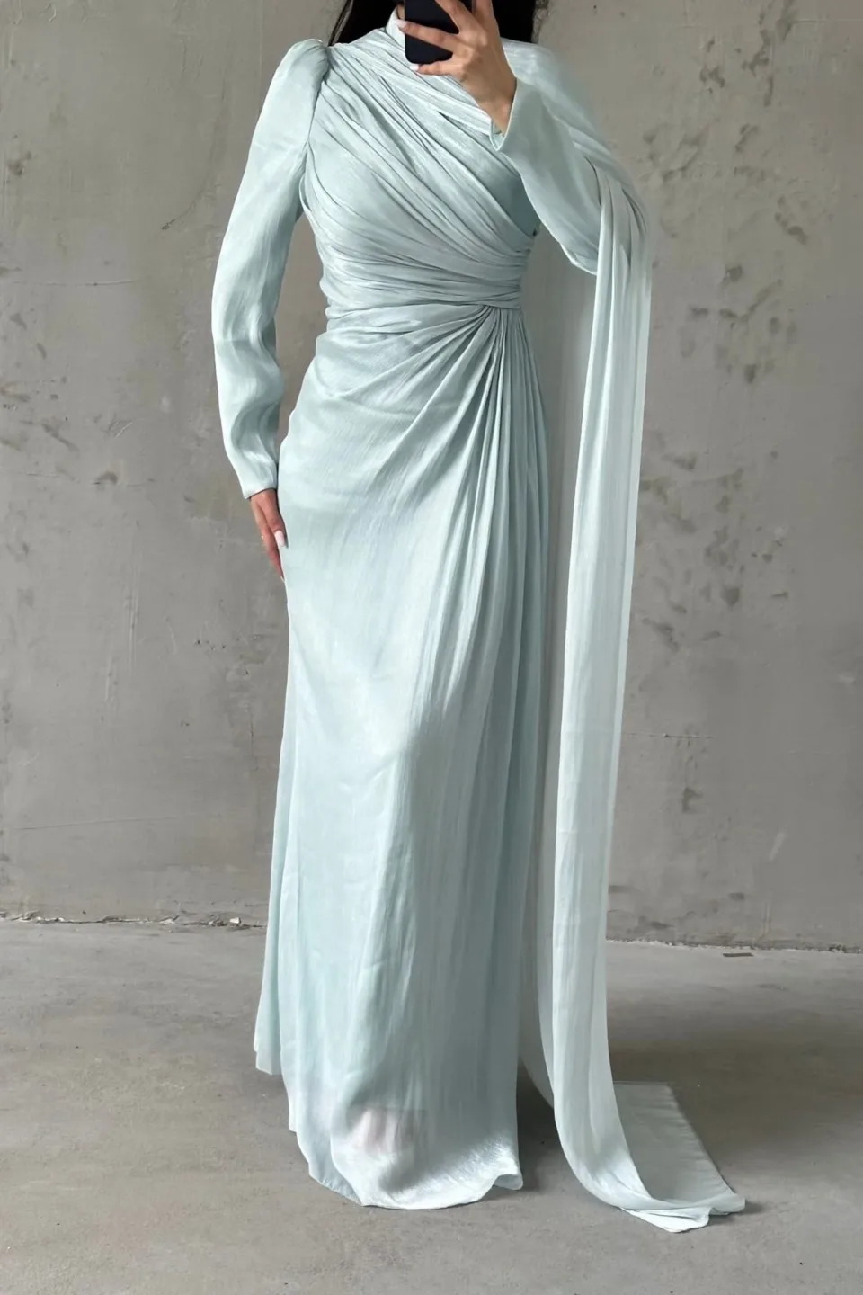 aqua green evening dress