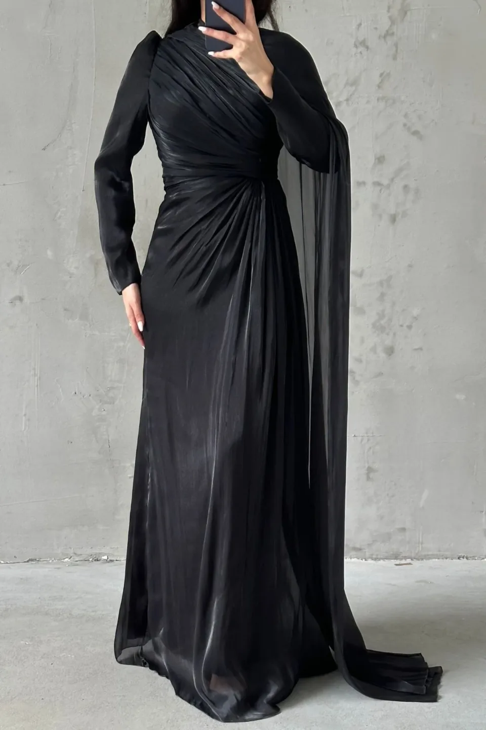black modest evening dress